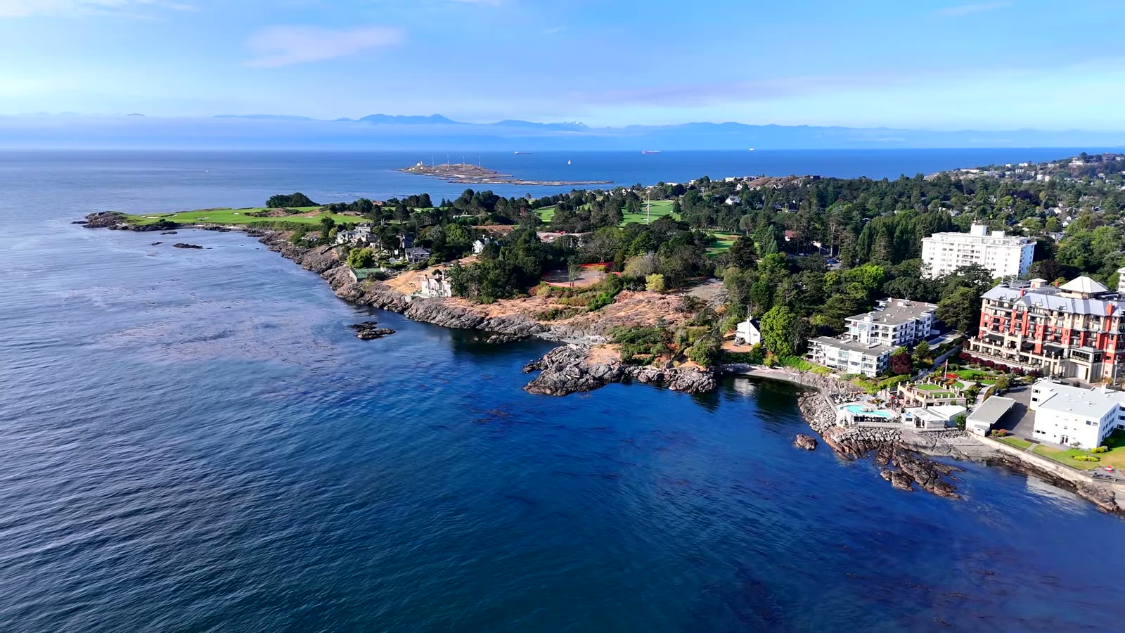 Aerial view of the Oak Bay waterfront site